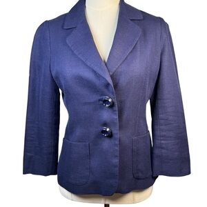 Kate Spade Alex Linen Blazer French Navy Women’s Size 6